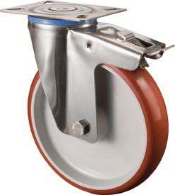 Lenkrolle BS ROLLEN, 150mm H120.B26 Platte,Polyure,ER,GL,FestH120.B26.150 BS ROLLEN