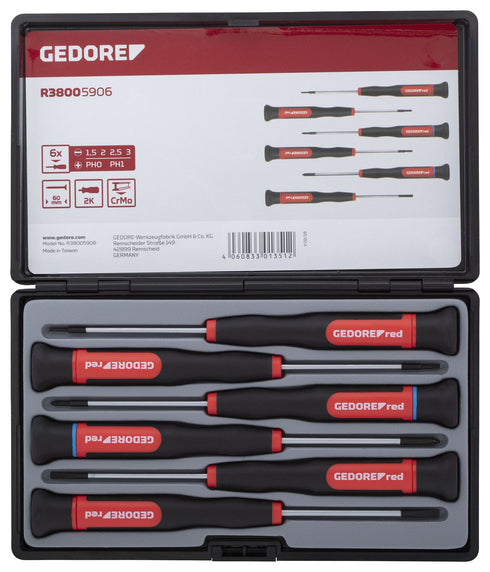 GEDORE 2K-Elektronikschraubendreher-Satz PH+SL 6-teilig