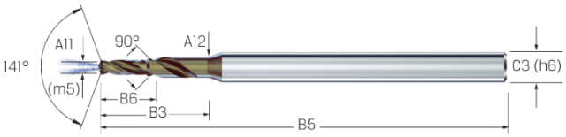 Kleinstbohrer MIKRON, VHM, CrazyDill Coolpilot SST-Inox, 3 × A11, eXedur SNP, mit Innenkühlung
