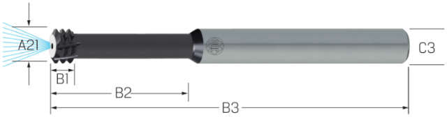 Gewindefräser VHM JBO, GFT Shark, 3 × A21, metrisch