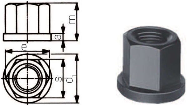 Sechskantmutter AMF, Bundmutter gedreht und gefräst