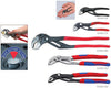 Wasserpumpenzange KNIPEX, Cobra poliert mit Einhandverstellung und kunststoffüberzogenen Griffen