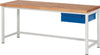 Ergonomische Werkbank PRETEC, Tiefe 700 mm, Gestell RAL 7035 lichtgrau / Einbauten RAL 5010 enzianblau