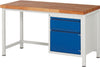 Ergonomische Werkbank PRETEC, Tiefe 700 mm, Gestell RAL 7035 lichtgrau / Einbauten RAL 5010 enzianblau