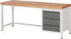 Ergonomische Werkbank PRETEC, Tiefe 700 mm, Gestell RAL 7035 lichtgrau / Einbauten RAL 5010 enzianblau