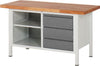 Ergonomische Werkbank PRETEC, Tiefe 700 mm, Gestell RAL 7035 lichtgrau / Einbauten RAL 5010 enzianblau