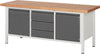 Ergonomische Werkbank PRETEC, Tiefe 700 mm, Gestell RAL 7035 lichtgrau / Einbauten RAL 5010 enzianblau