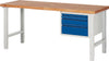 Ergonomische Werkbank PRETEC, Tiefe 700 mm, Gestell RAL 7035 lichtgrau / Einbauten RAL 5010 enzianblau