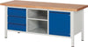 Ergonomische Werkbank PRETEC, Tiefe 700 mm, Gestell RAL 7035 lichtgrau / Einbauten RAL 7016 anthrazitgrau