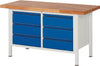 Ergonomische Werkbank PRETEC, Tiefe 700 mm, Gestell RAL 7035 lichtgrau / Einbauten RAL 7016 anthrazitgrau