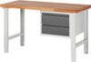 Ergonomische Werkbank PRETEC, Tiefe 700 mm, Gestell RAL 7035 lichtgrau / Einbauten RAL 7016 anthrazitgrau