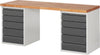 Ergonomische Werkbank PRETEC, Tiefe 700 mm, Gestell RAL 7035 lichtgrau / Einbauten RAL 7016 anthrazitgrau