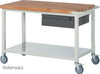 Mobile Werkbank PRETEC, Tiefe 700 mm, Gestell RAL 7035 lichtgrau / Einbauten RAL 5010 enzianblau