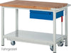 Mobile Werkbank PRETEC, Tiefe 700 mm, Gestell RAL 7035 lichtgrau / Einbauten RAL 5010 enzianblau