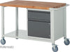 Mobile Werkbank PRETEC, Tiefe 700 mm, Gestell RAL 7035 lichtgrau / Einbauten RAL 7016 anthrazitgrau