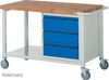 Mobile Werkbank PRETEC, Tiefe 700 mm, Gestell RAL 7035 lichtgrau / Einbauten RAL 5010 enzianblau