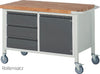 Mobile Werkbank PRETEC, Tiefe 700 mm, Gestell RAL 7035 lichtgrau / Einbauten RAL 7016 anthrazitgrau