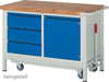 Mobile Werkbank PRETEC, Tiefe 700 mm, Gestell RAL 7035 lichtgrau / Einbauten RAL 7016 anthrazitgrau
