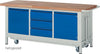 Mobile Werkbank PRETEC, Tiefe 700 mm, Gestell RAL 7035 lichtgrau / Einbauten RAL 7016 anthrazitgrau
