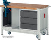 Mobile Werkbank PRETEC, Tiefe 700 mm, Gestell RAL 7035 lichtgrau / Einbauten RAL 7016 anthrazitgrau