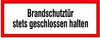 Brandschutzschild NEUTRAL,  Folie B297xH105 mm Brandschutztür geschl.h. langnachleuchtend