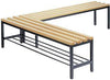Sitzbank CP,  mit 4 Füßen B1000xT353xH420 mm RAL 7021/Hartholz mit Schuhrost CP
