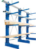Kragarmregal META REGALBAU,  L Anbaufeld B1000xT600xH2000 mm einseitig RAL 5010 4 Arme Traglast 140kg