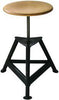 Bandstahl-Drehhocker NEUTRAL,  Holz Rundsitz, RAL 9005 Dreibein, Höhe 400-600mm Sitzfläche D 350 mm