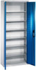 Lager-Regalschrank C+P,  B700xT300xH1690 mm RAL 7035/5012 mit Türen 6 Fachböden CP