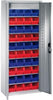 Lager-Regalschrank C+P,  B700xT300xH1690 mm RAL 7035 mit Türen 9 Fachböden, 40 Kästen CP