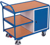 Tischwagen VARIOFIT,  250kg B1125xT625xH1010mm RAL 7035/5010 1 Schrank,3 Ladeflächen