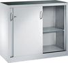 Schiebetürenschrank CP,  B1200xT500xH1000 mm RAL 7035, 2 Fachböden CP