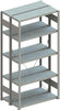 Doppel-Steckregal META,  CLIP B1000xT2x300xH2500 mm Grundfeld 2x6 Böden RAL7035 Fachlast 100kg