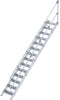Alu-Treppe MUNK,  45 Grad 14 Stufen B 600 mm lichte Höhe 2910 mm Ausladung 3179 mm