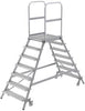 Alu-Podestleiter MUNK,  2x7 Gitterrost-Stufen Podesthöhe 1,68 m Arbeitshöhe bis 3,70 m