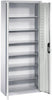 Lager-Regalschrank C+P,  B700xT300xH1690 mm RAL 7035 mit Türen 6 Fachböden CP