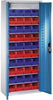 Lager-Regalschrank C+P,  B700xT300xH1690 mm RAL 7035/5012 mit Türen 9 Fachböden, 40 Kästen CP