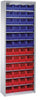 Lager-Regalschrank C+P,  B700xT300xH1980 mm RAL 7035 ohne Türen 11 Fachböden, 48 Kästen