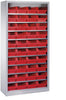 Lager-Regalschrank C+P,  B1000xT300xH1980 mm RAL 7035 ohne Türen 9 Fachböden, 40 Kästen CP