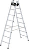 Alu-Stehleiter MUNK,  2x8 Sprossen Leiterlänge 2,40 m Arbeitshöhe bis 3,80 m