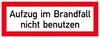 Brandschutzschild NEUTRAL,  Folie B297xH105 mm Aufzug im Brandfall n.b. langnachleuchtend