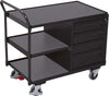 Tischwagen VARIOFIT,  250kg B1125xT625xH1010mm RAL 7035/7016 4 Schubladen,3Ladeflächen