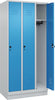 Garderobenschrank CP,  CLASSICB900xT500xH1950 mm RAL 7035/5012, 3 Abteile mit 100 mm hohem Sockel