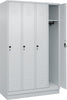 Garderobenschrank CP,  CLASSICB1200xT500xH1950 mm RAL 7035/7035, 4 Abteile mit 100 mm hohem Sockel