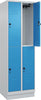 CP, Doppelst. Schrank CLASSICB600xT500xH1950 mm RAL 7035/5012, 2x2Abteilemit 100 mm hohem Sockel