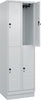 CP, Doppelst. Schrank CLASSICB600xT500xH1950 mm RAL 7035/7035, 2x2Abteilemit 100 mm hohem Sockel