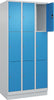 Fächerschrank CP,  CLASSIC B900xT500xH1950 mm RAL 7035/5012, 3x3 Fächermit 100 mm hohem Sockel