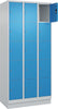 Fächerschrank CP,  CLASSIC B900xT500xH1950 mm RAL 7035/5012, 3x5 Fächermit 100 mm hohem Sockel