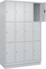 Fächerschrank CP,  CLASSIC B1200xT500xH1950 mm RAL 7035/7035, 4x3 Fächermit 100 mm hohem Sockel