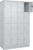 Fächerschrank CP,  CLASSIC B1200xT500xH1950 mm RAL 7035/7035, 4x4 Fächermit 100 mm hohem Sockel